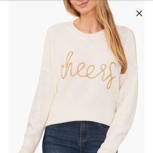 Vince Camuto Cream Sweater with Gold Script NWOT